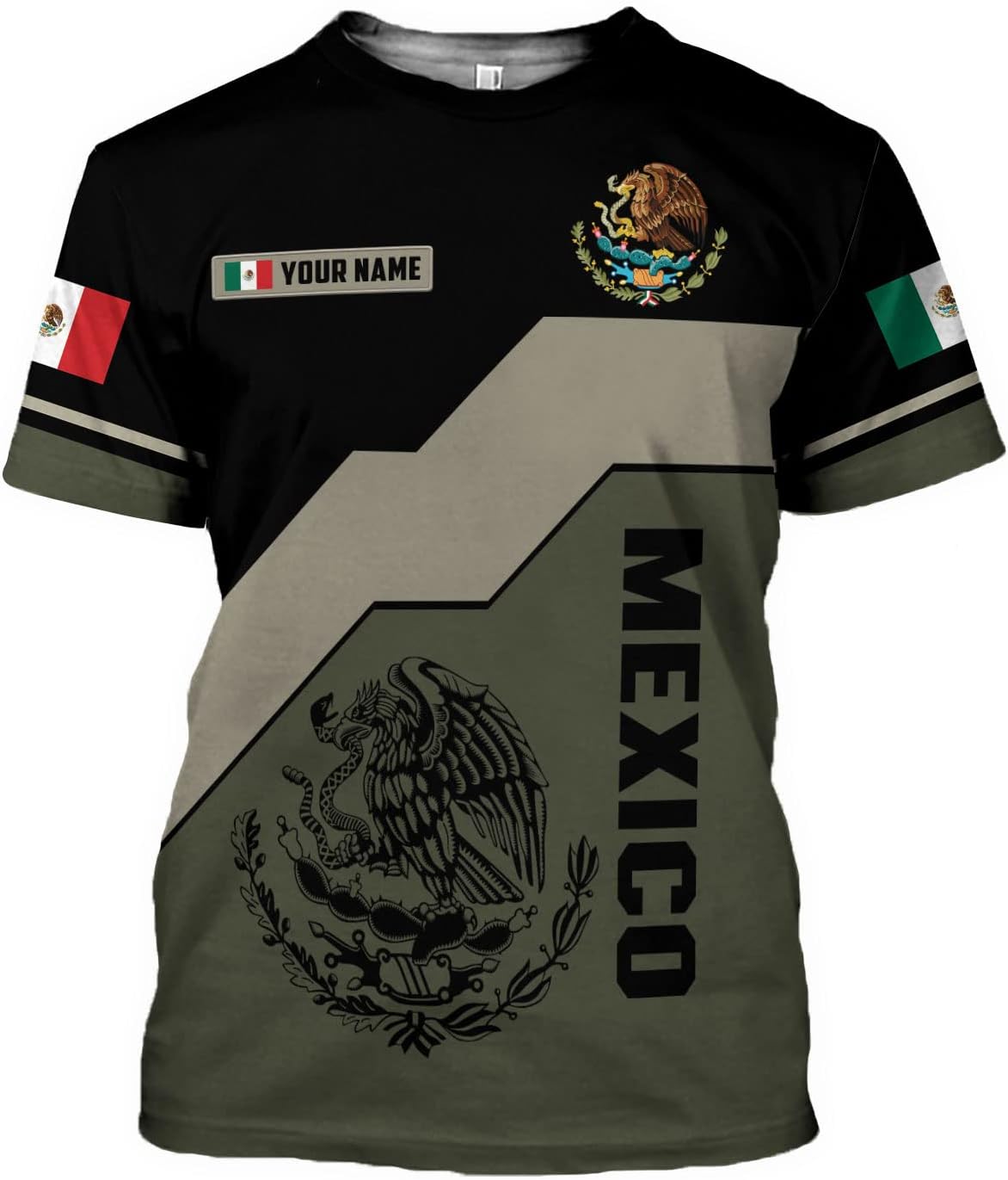 Personalized Mexican Eagle Flag Shirt, Custom Name Unisex Soccer T-Shirt TS67