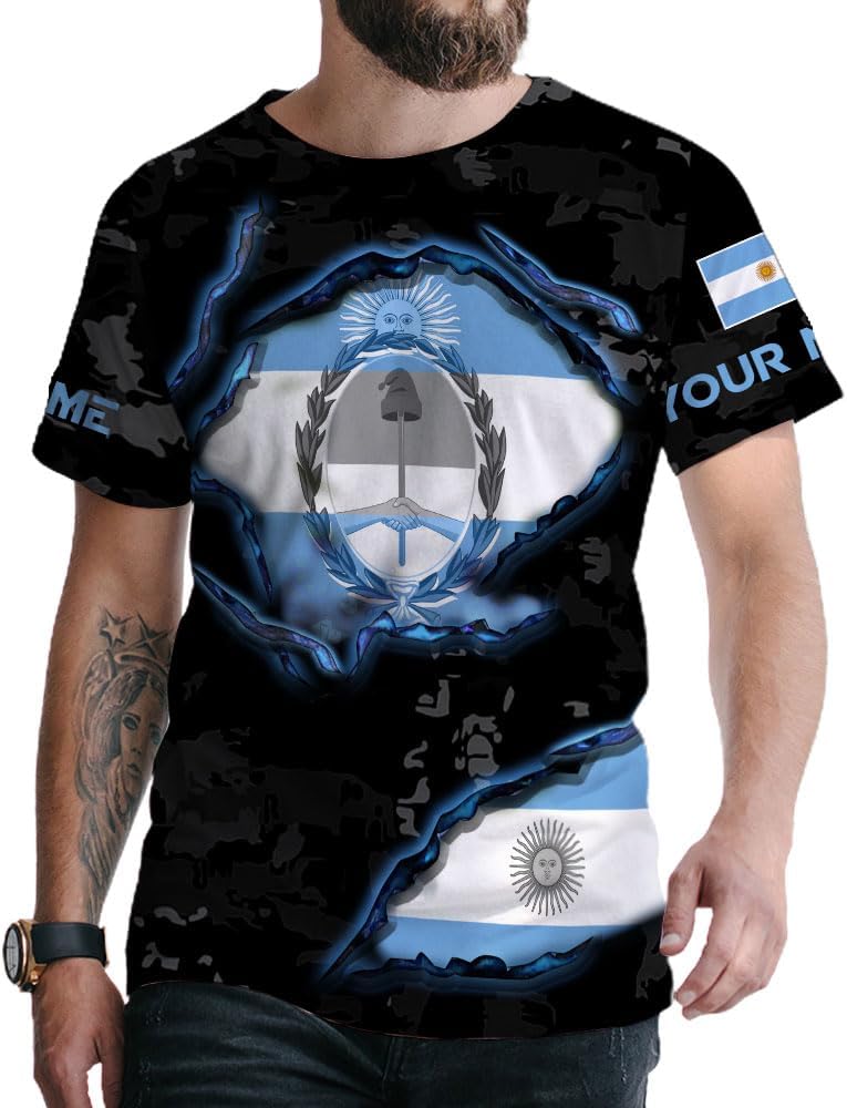 Rivelus Personalized Argentina Shirt 3D, Camisa De Argentina, Argentinian Flag Pride Gift Shirts Argentinian Flag