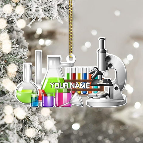 Pretyprints Personalized Chemistry Glass Shape Flat Ornament, Biological Science Christmas Ornament, Chemistry Ornament Scientist Ornament for Chemistry Lover (Style 5)