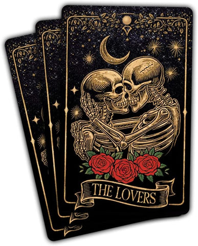 3 Pcs The Lovers Tarot Card Stickers Bumper, Fortune Teller Magic Witchy Love Decal, Love Tarot Book Lover Skeleton Sticker for Helmet Water Bottle Tumbler Phone Case 3"x3"