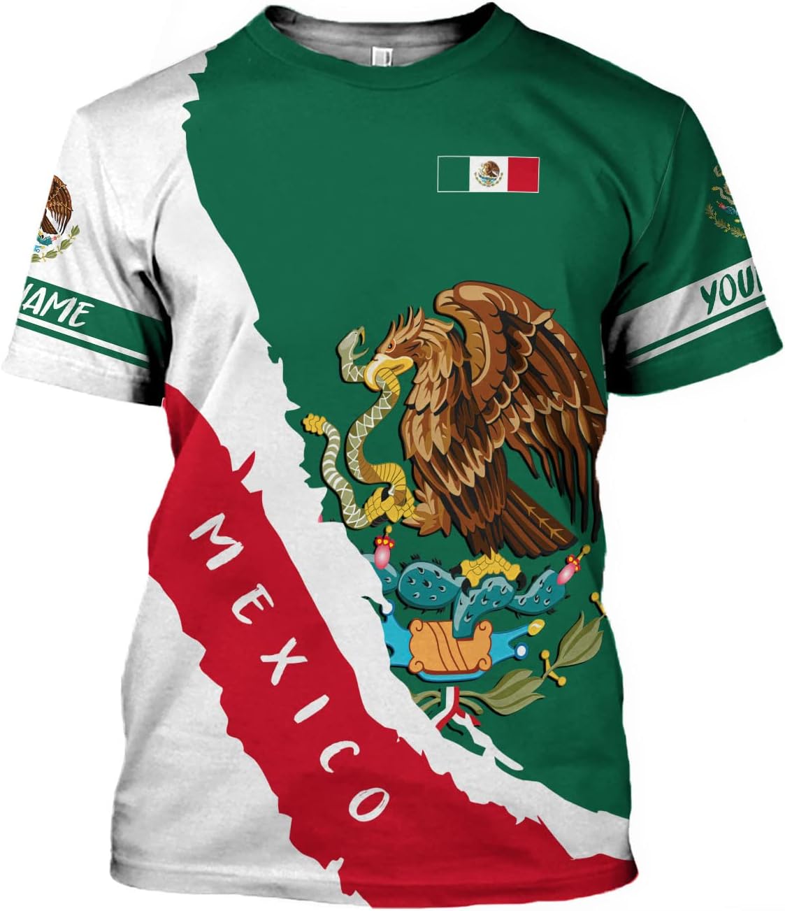 Mostprints Personalized Name Mexican Shirts for Men 3D, Customized Mexico Shirts for Men, Mexico Shirts for Women Mexico Shirt