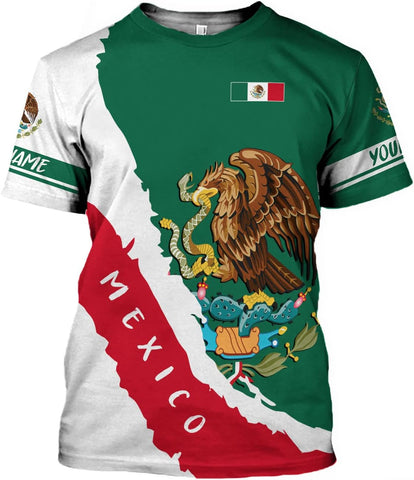 Mostprints Personalized Name Mexican Shirts for Men 3D, Customized Mexico Shirts for Men, Mexico Shirts for Women Mexico Shirt