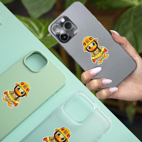 (3Pcs) Duck Fireman Sticker, Duck Firefighter Outfit Bumper Sticker, Yellow Duck Cool Vinyl Sticker, Find The Duck Vinyl Sticker - Stickers for Laptop Water Bottle Phone Car Window Helmet 3 Inches