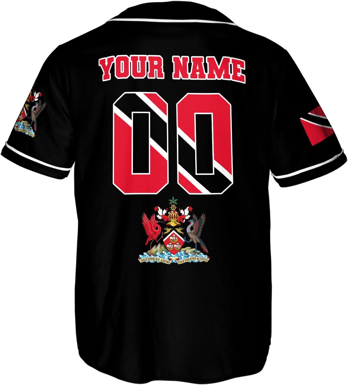 Podagree Personalized Trinidad & Tobago Baseball Jersey, Trinidad and Tobago Proud Flag Shirt Coat of Arms Gift Men Women