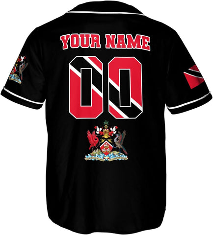 Podagree Personalized Trinidad & Tobago Baseball Jersey, Trinidad and Tobago Proud Flag Shirt Coat of Arms Gift Men Women