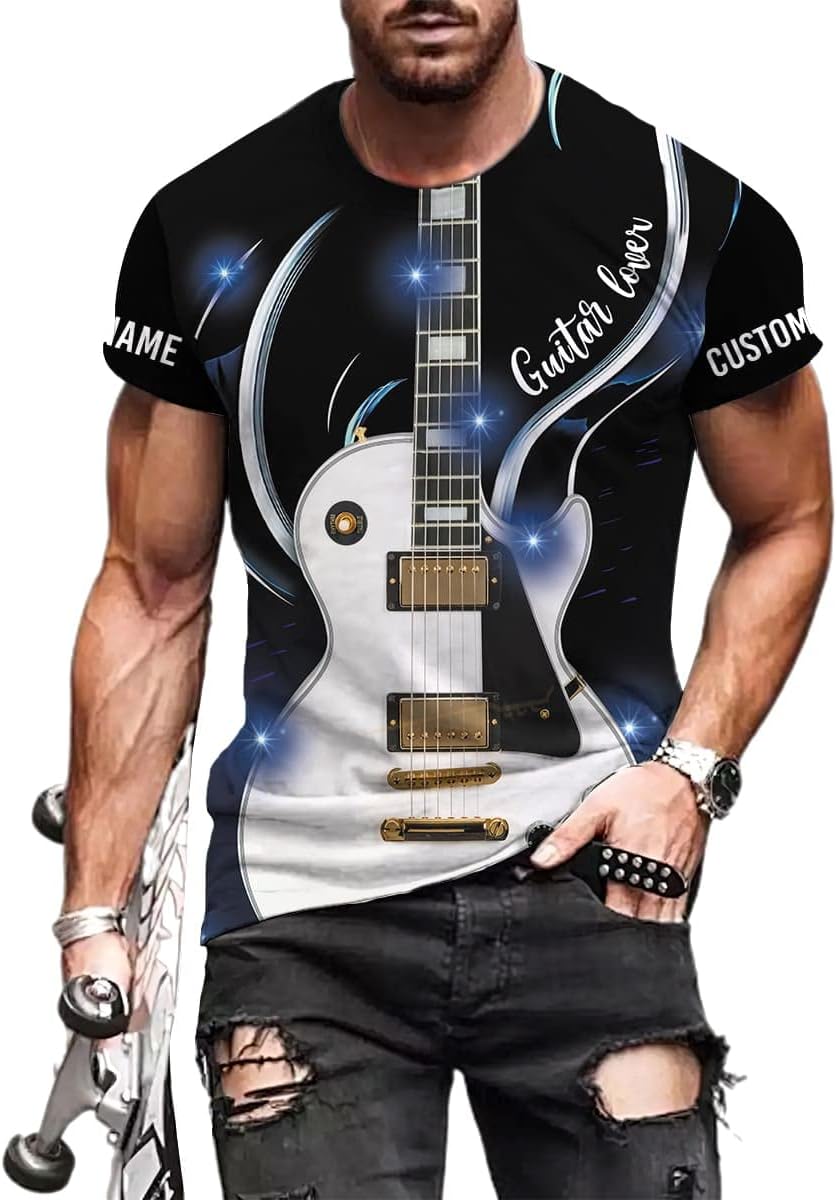 Personalized Name Guitar Shirt 3D, Customized Guitar Shirts for Men, Unisex Guitar Shirts Music Music Lover, Guitar Lover