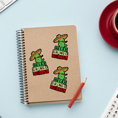 3 Pcs Relax Gringo Im Legal Sticker, Relax Gringo Im Legal Sticker for Car, Relax Gringo Calcomanías De Mexico Funny Immigrant Calcomanias Mexico Mexican Cactus Stickers for Truck Car Helmet G2