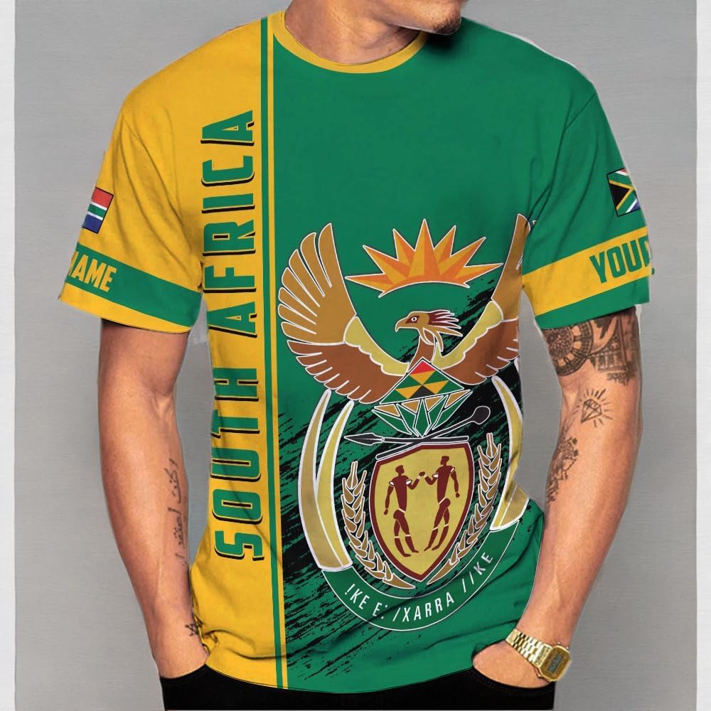 MoonArt Personalized South Africa 3D Shirt, African Pride T-Shirt, South Africa African Flag National Tshirt South African