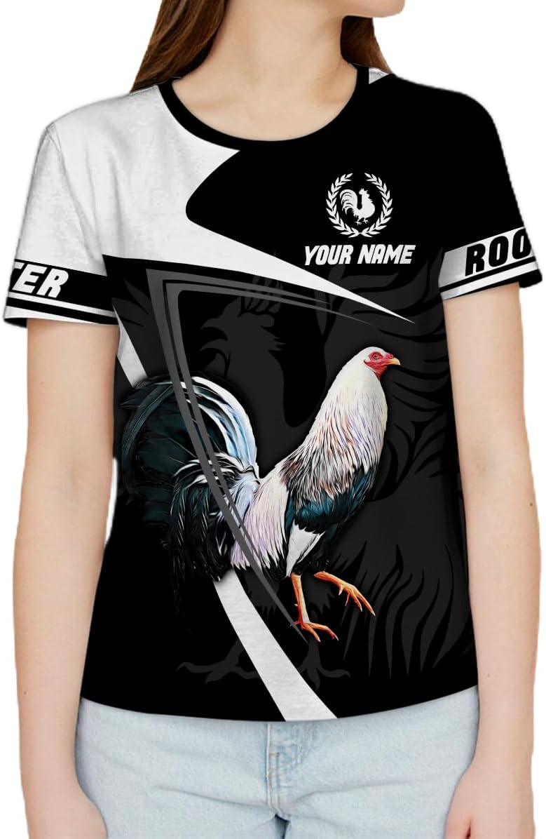 Mostefy Personalized Name Rooster Shirt 3D, Rooster Shirts for Men, Chicken Tshirts Shirts for Women, Funny Chicken Shirts