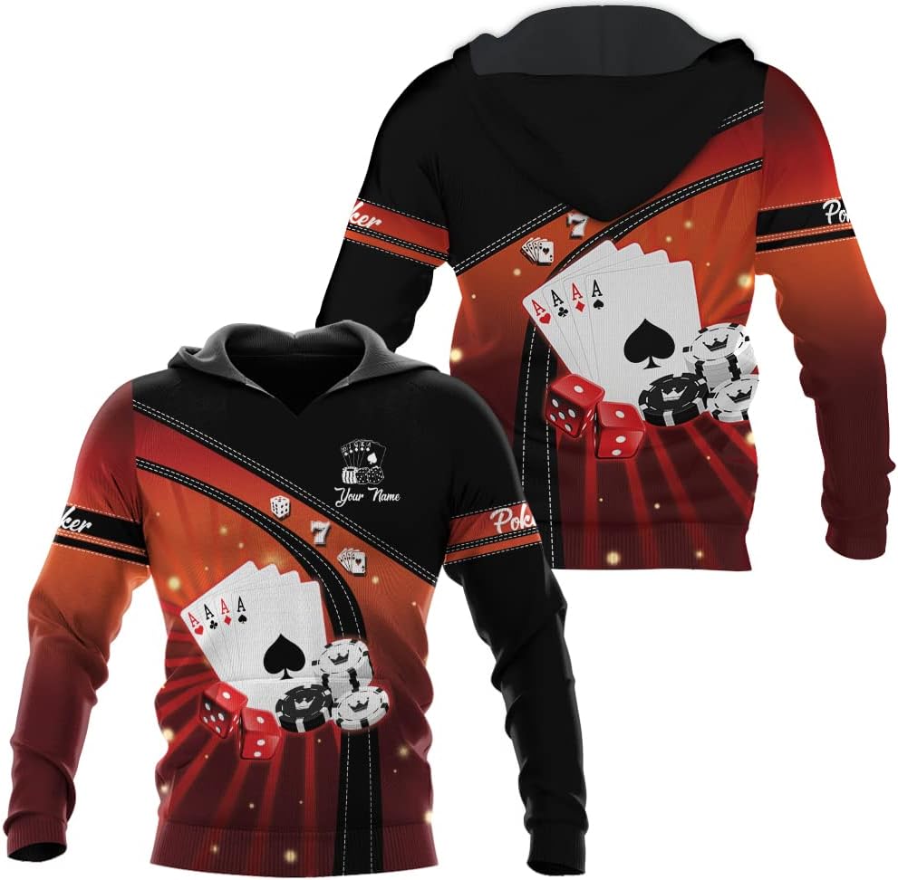 Personalized Poker Shirt, Poker Player Shirt, Funny Casino Poker Pattern 3D Over Print, Unisex Poker Tshirt Men Women