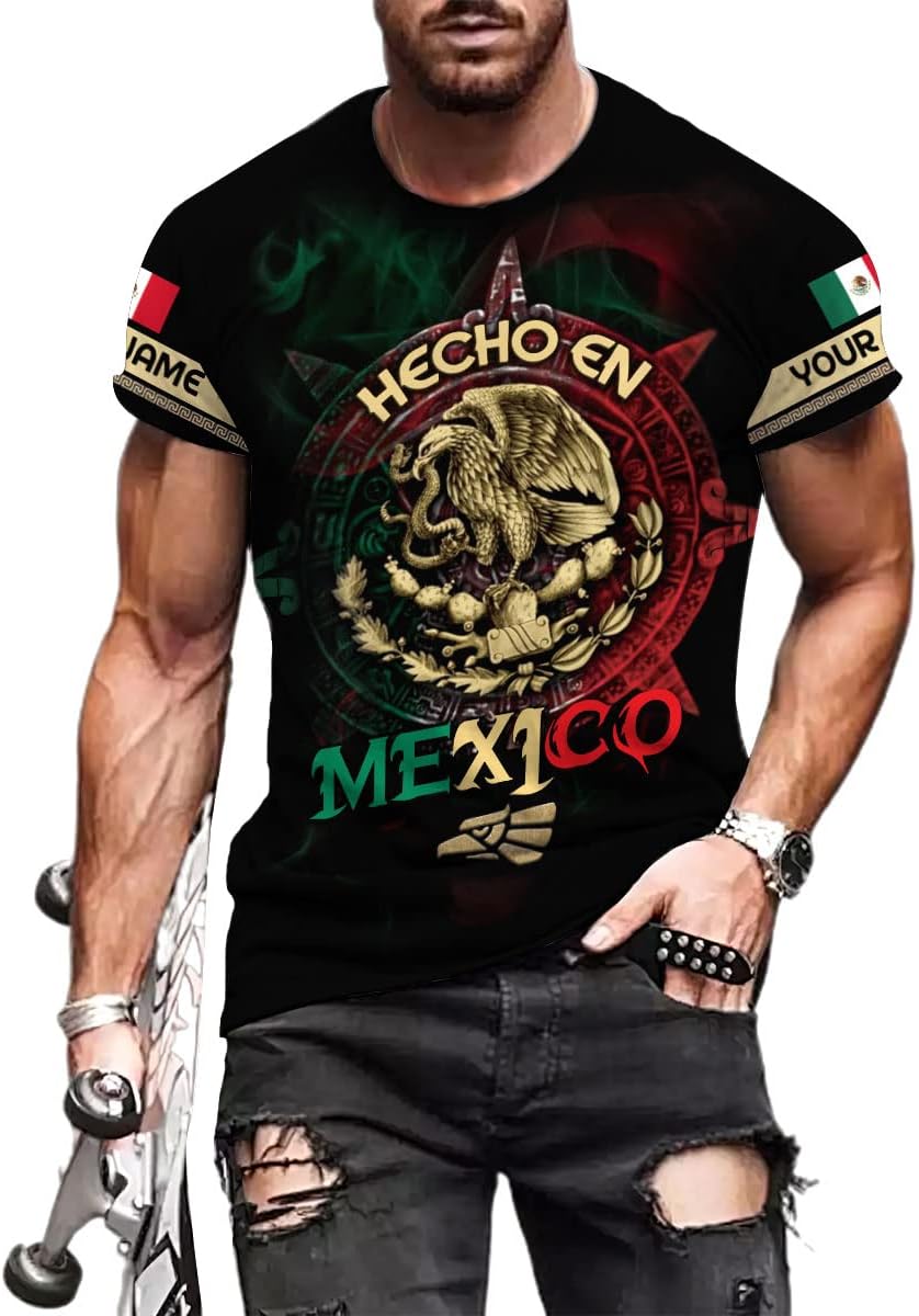 Personalized Name Mexican Shirts for Men, Customized Mexico Shirts for Men, Mexico Shirts for Women Mexico Shirt Eagle Flag