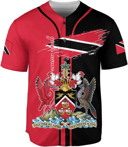 Podagree Personalized Trinidad & Tobago Baseball Jersey, Trinidad and Tobago Proud Flag Shirt Coat of Arms Gift Men Women