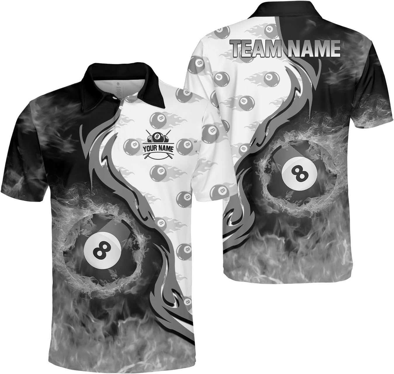 Ligthuy Personalized Billiard Polo 3D, 8 Ball Shirt, Billiards Shirts for Men, Billiard Gifts for Men and Women S-5XL