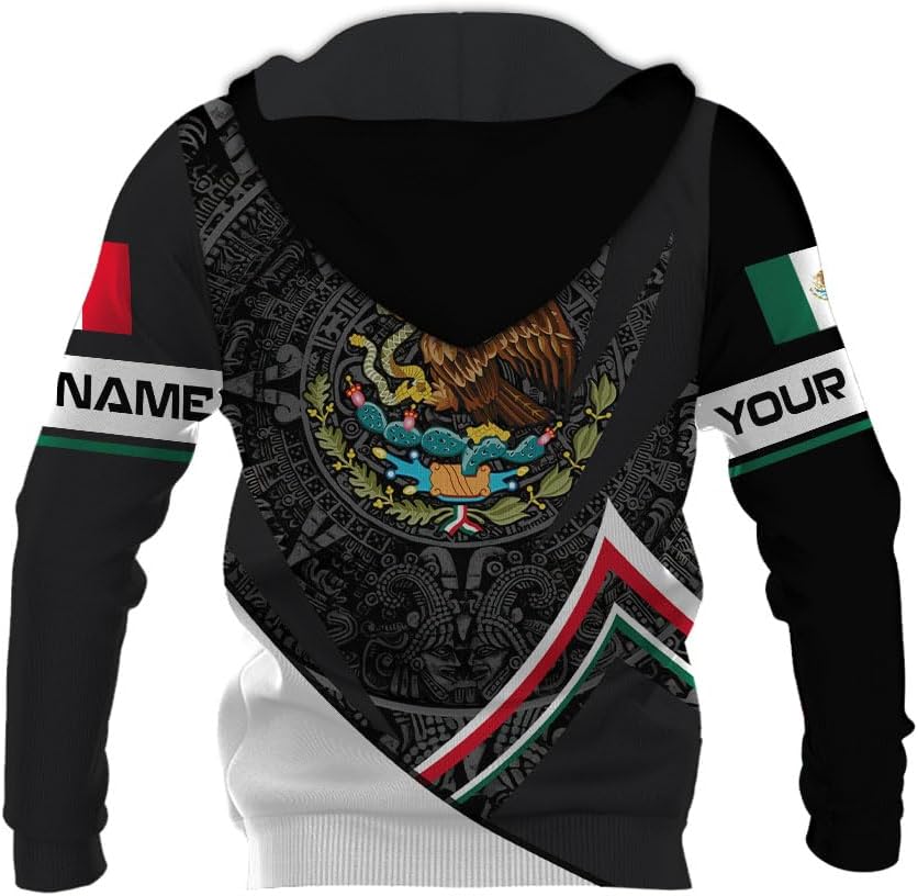 Mostprints Personalized Name Mexican Hoodie 3D, Mexican Hoodies for Men, Unisex Mexico Hoodie, Mexico Hoodies for Men