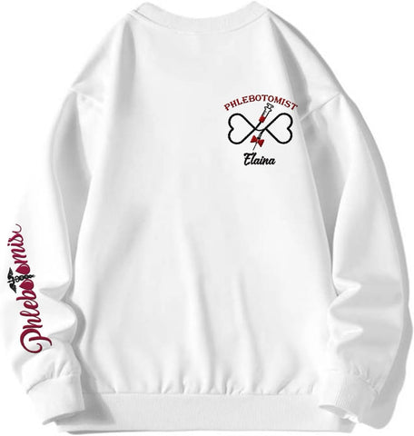 Custom Phlebotomist Sweatshirt Medical Sweater Phlebotomy Tech Shirt Syringe Needle Blood Gift New Technician Veins