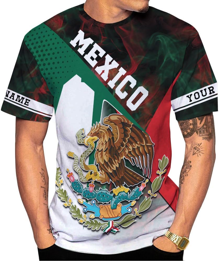 Mostefy Personalized Name Mexican Shirts for Men 3D, Customized Mexico Shirts for Men, Mexico Shirts for Women Mexico Shirt1