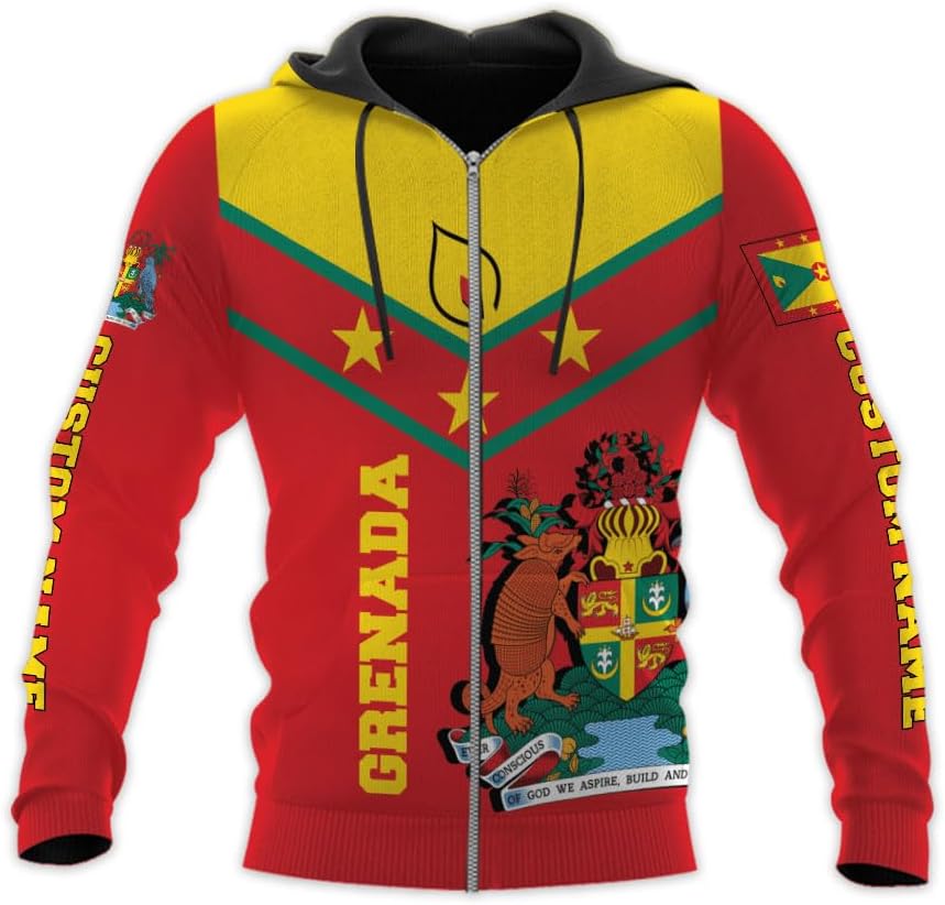 Personalized Name Grenada Shirts for Men, Grenada Shirts for Women, Proud Grenadan Shirts, Grenadian Flag Pride Shirt