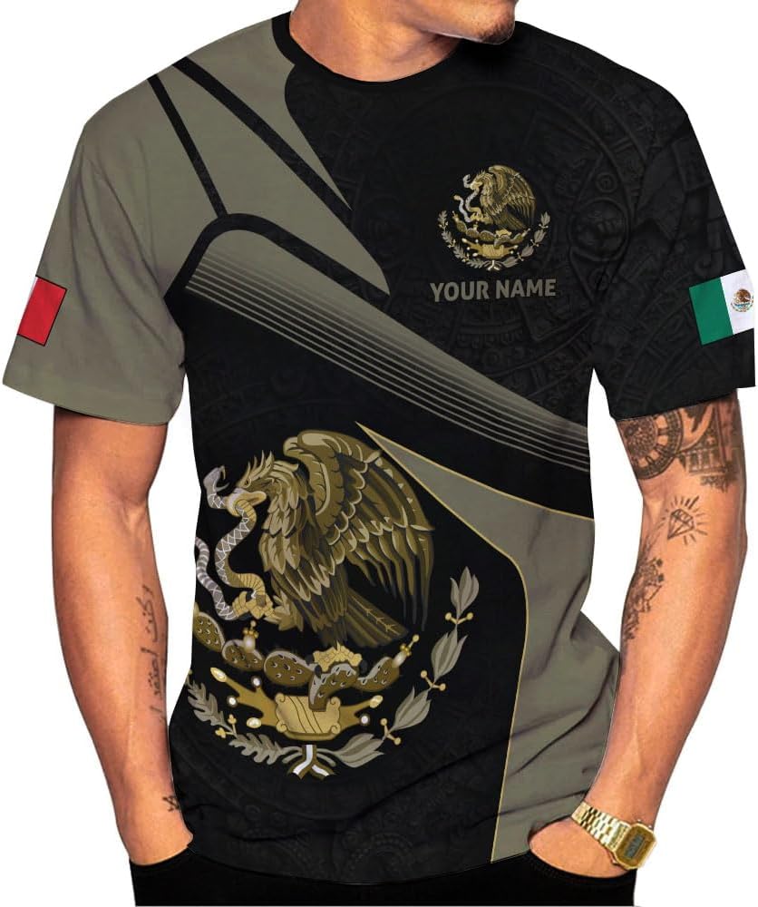 Personalized Mexico Shirt for Men Mexico T Shirts for Women Custom Mexico Flag Shirts for Mexican Independence Day