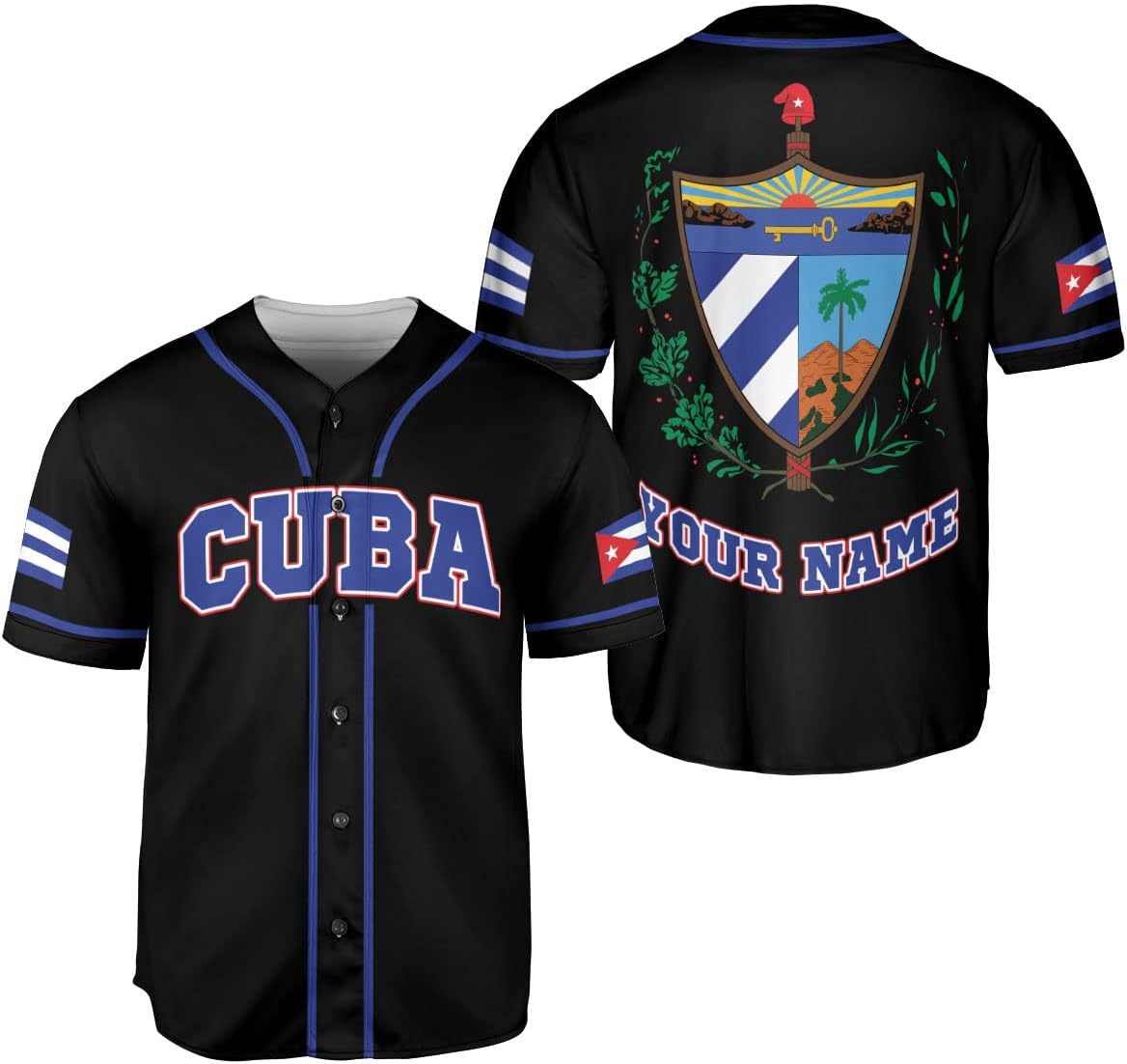 Podagree Personalized Cuba Baseball Shirt, Cuban Flag Jersey for Men and Women