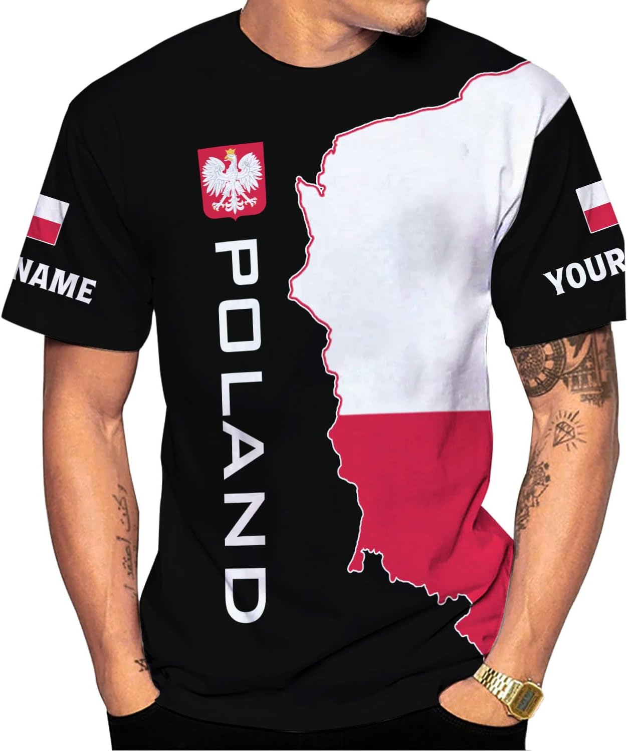 MAPrints Personalized Poland 3D Shirt, Custom Poland Flag Pride Shirts, Polska Eagle Poland T-Shirt, Sweater, Hoodies Unisex