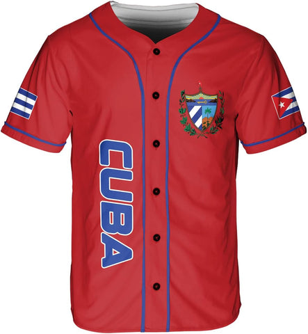 Podagree Personalized Cuba Baseball Shirt, Cuban Flag Jersey for Men and Women