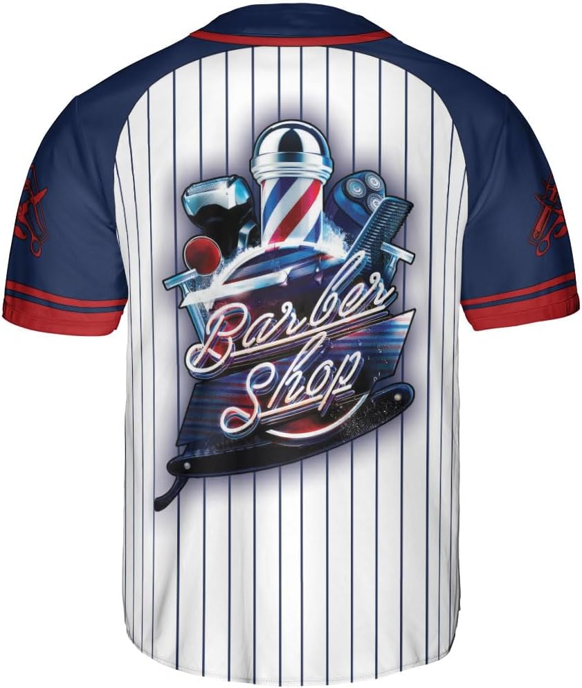 Personalized Barber Shop Baseball Jersey, Hairdresser Jersey, Barber Tools Hat