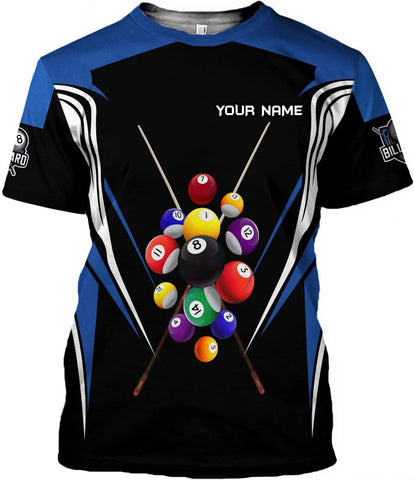 MoonArt Personalized Billiard Shirts 3D Billiard Shirt Custom Billiard Flag Shirt Men's Pool Billiards Shirt 8 Ball Men Women