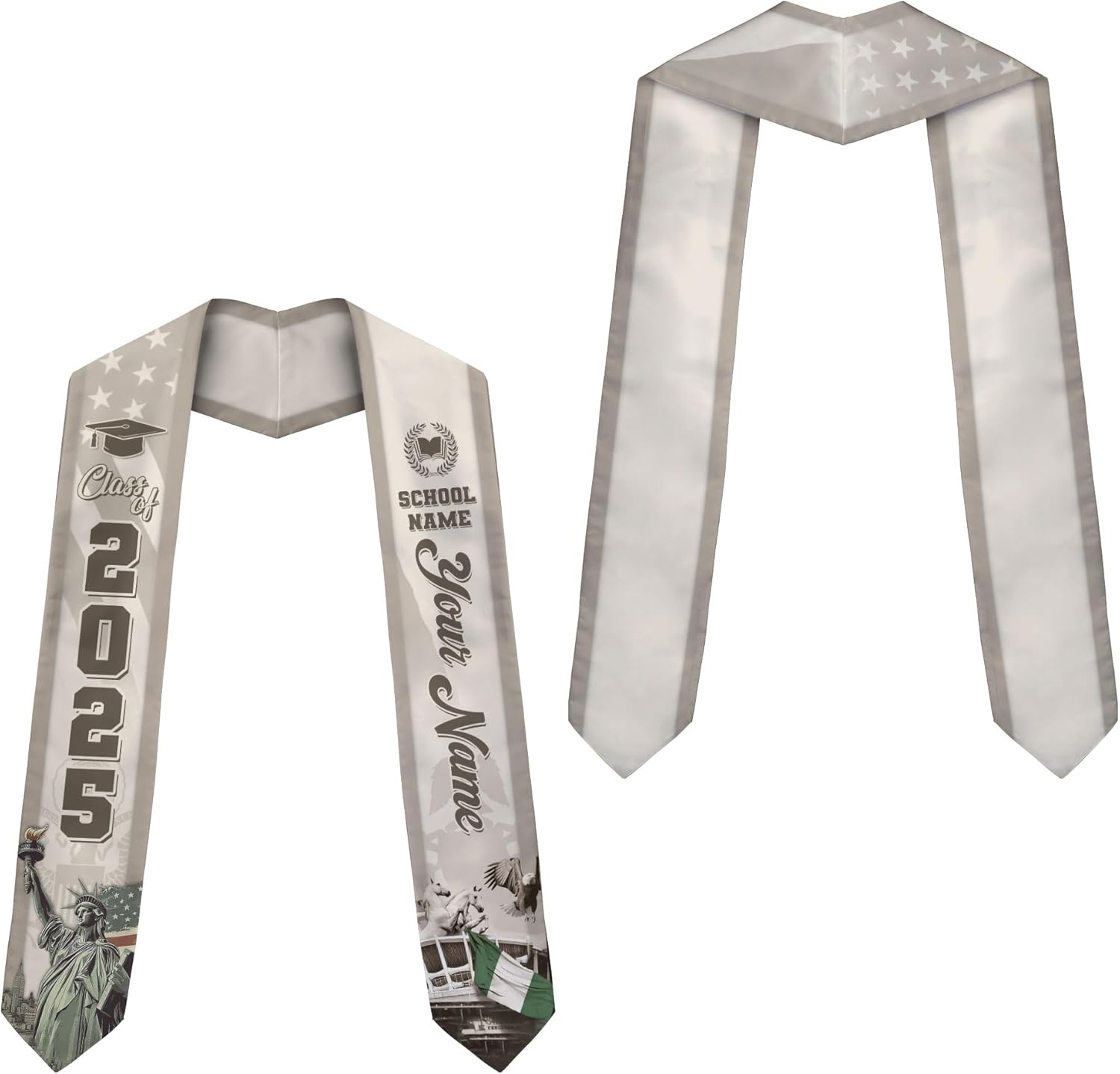 Pretyprints Custom Nigerian Graduation Sash, Nigeria Graduation Stole Customize, Nigerian American Flag Graduation Sash 2025
