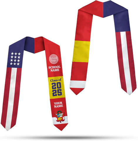 Pretyprints Peruvians Graduation Sash, Peru Graduation Stole Custom Personalized Peruvians American Flag Graduation Sash 2025