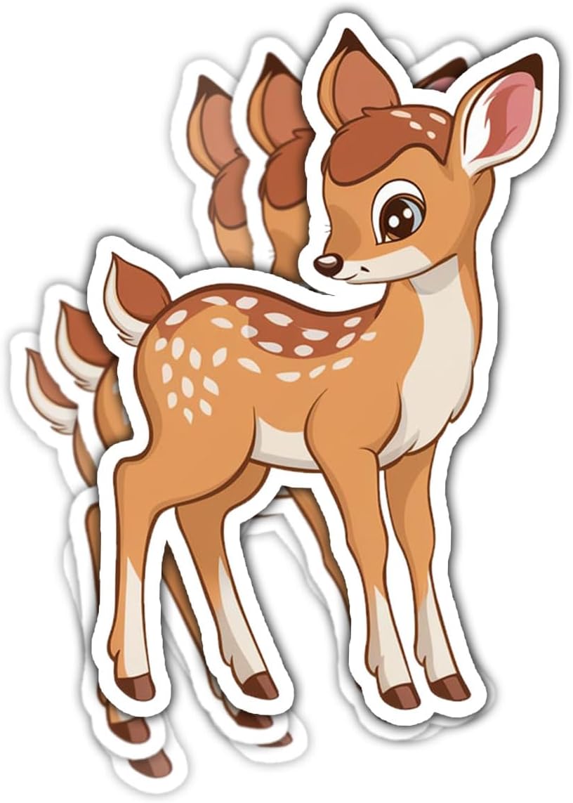 (3Pcs) Cute Baby Deer Vinyl Sticker, Lovely Deer Doe Animal Stickers, Deer Hunter Decal, Deer Face Decal, Hunting Gifts - Stickers for Laptop Water Bottle Phone Car Window Helmet 3 Inches (Deer 2)