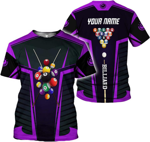AOVL Personalized Billiard Shirts 3D Billiard Shirt Custom Billiard Flag Shirt Men's Pool Billiards Shirt 8 Ball Men Women