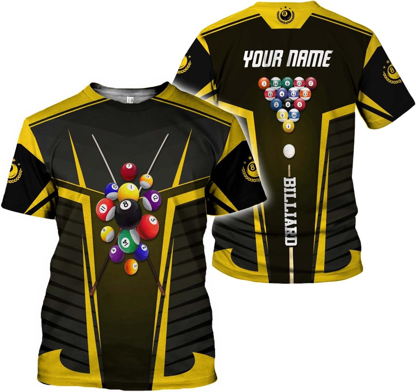 AOVL Personalized Billiard Shirts 3D Billiard Shirt Custom Billiard Flag Shirt Men's Pool Billiards Shirt 8 Ball Men Women