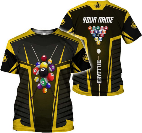 AOVL Personalized Billiard Shirts 3D Billiard Shirt Custom Billiard Flag Shirt Men's Pool Billiards Shirt 8 Ball Men Women