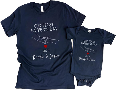 Mostprints Personalized Our First Father's Day Matching Shirts Dad and Son Matching Outfits Father and Daughter Matching Shirt3