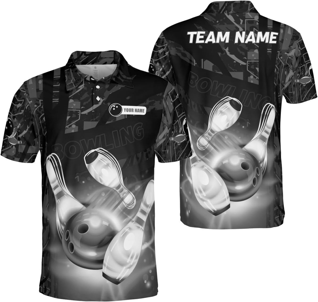 Ligthuy Personalized Name Bowling Polo Shirts 3D for Men and Women, Bowling Shirt, Bowling Shirts for Men Team Bowling Shirt