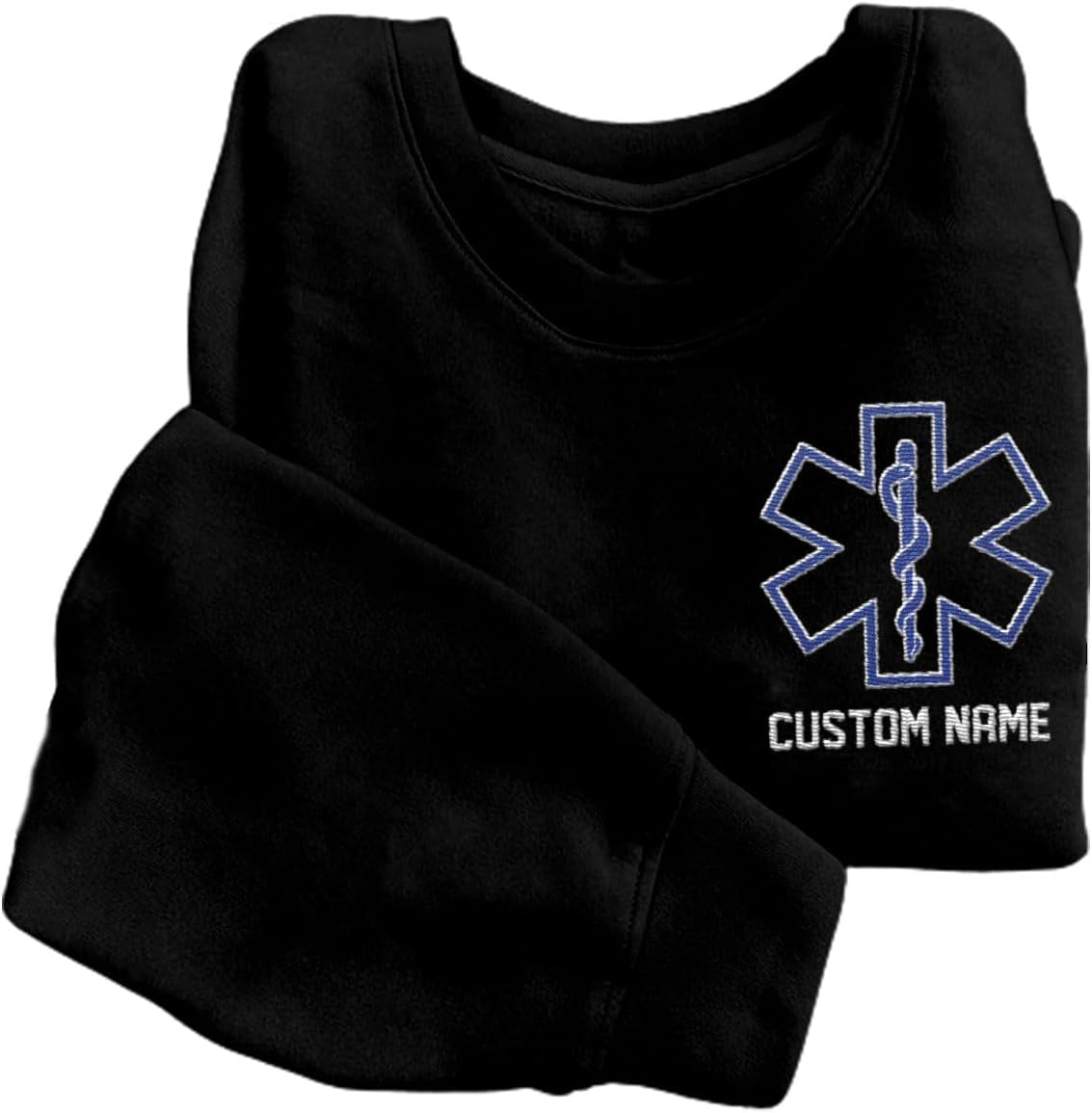 Personalized EMT EMS Paramedic Thin White Line Embroidered Sweatshirt, EMT Student, EMT Future, Medical Worker (Cotton, SS136)