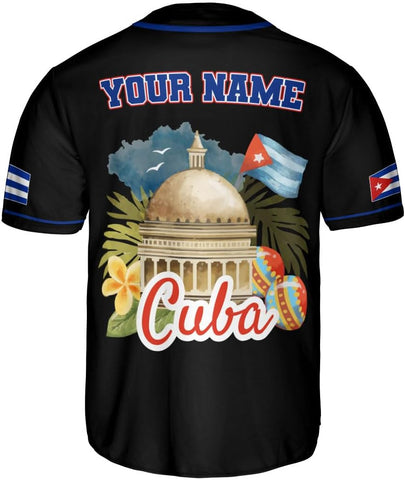 MAPrints Personalized Name Cuba Baseball Jersey Shirt, Republic of Cuba Flag Pride Jersey, Cuban Jersey Camisa for Men &Women