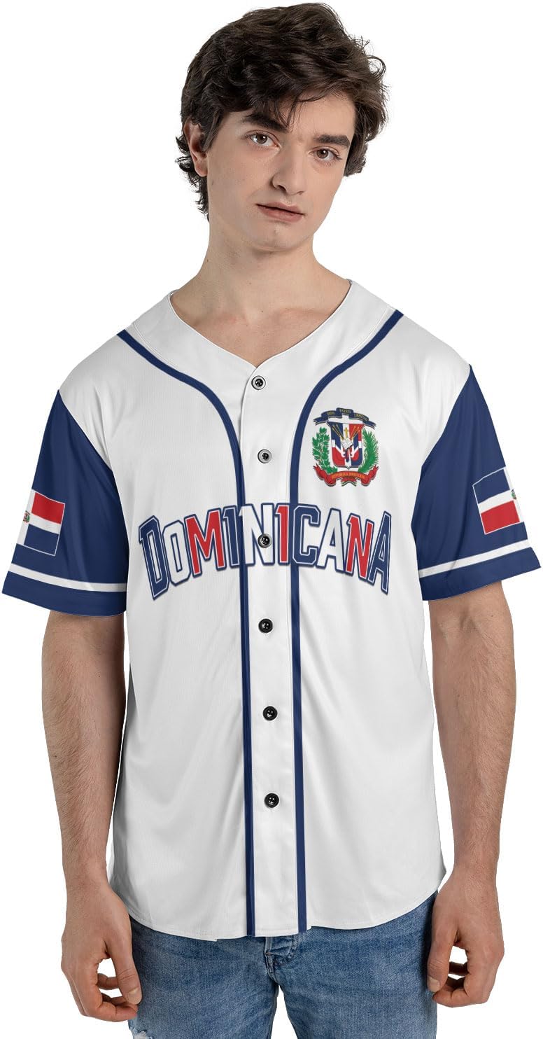 Custom Dominican Jersey for Men Dominican Baseball Jersey Dominican Baseball Jersey Dominicana Shirt Dominican Flag Jersey