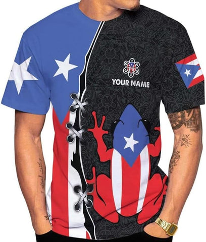 Woseprints Personalized Name Puerto Rico 3D Shirt, Puerto Rico Flag T-Shirt for Men & Women