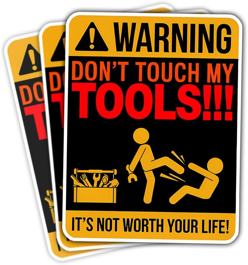 3 Pcs Don't Touch My Tools Sticker, Do Not Touch Hard Hat Sticker, Ironworker Lineman Electrician Pipeliner Blue Collar Decals - Vinyl Sticker 3 Inches For Water Bottles Laptop Phone Car Window Helmet