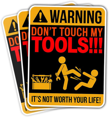 3 Pcs Don't Touch My Tools Sticker, Do Not Touch Hard Hat Sticker, Ironworker Lineman Electrician Pipeliner Blue Collar Decals - Vinyl Sticker 3 Inches For Water Bottles Laptop Phone Car Window Helmet