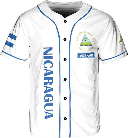 AOVL Personalized Nicaragua Baseball Jersey, Custom Nicaragua Baseball Jersey for Men & Women, Nicaraguan Camisas Shirt