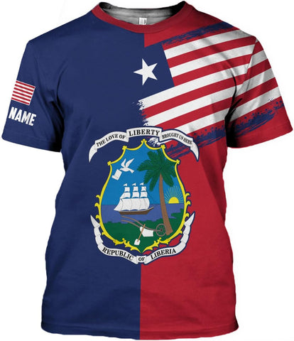 MoonArt Personalized Liberia Shirts Liberian Coat of Arms Flag Liberia 3D Shirts Liberia Liberian Pride Gift