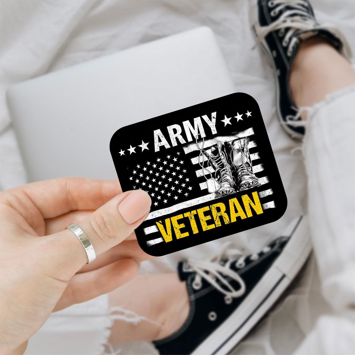 (3Pcs) Army Veteran Car Decal Us Army Car Decals Military Car Decals Sticker Die-Cut Waterproof Vinyl Sticker for Laptop Water Bottle Phone Window Helmet Decal Gifts