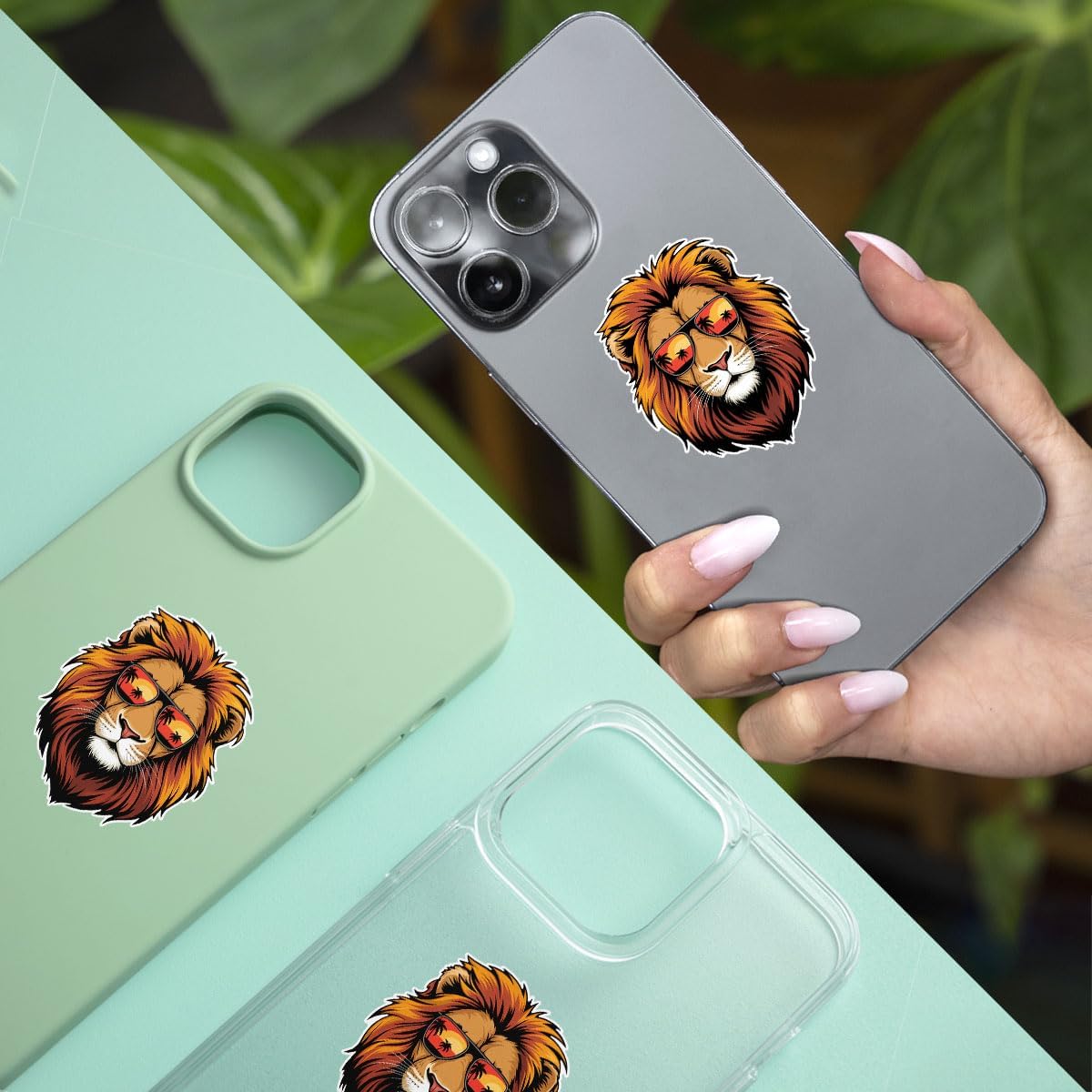 3Pcs Cool Lion with Sunglasses Sticker, Lion Face Bumper Sticker, Lion Head Stickers, Animals Vinyl Sticker Decal, Funny Leo Sticker - Sticker for Laptop Water Bottle Phone Hard Hat 3" (Lion 1)