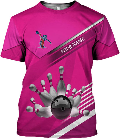 Personalized Name Bowling Shirts for Women 3D, Bowling Shirts with Name, Custom Bowling Shirts Gift for Bowling Lover