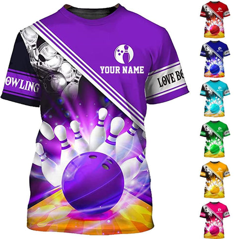 Custom Bowling Shirt Personalized Name Shirts Gift for Women & Men Womens Polo Team 3D Unisex Jersey Short Sleeve Funny