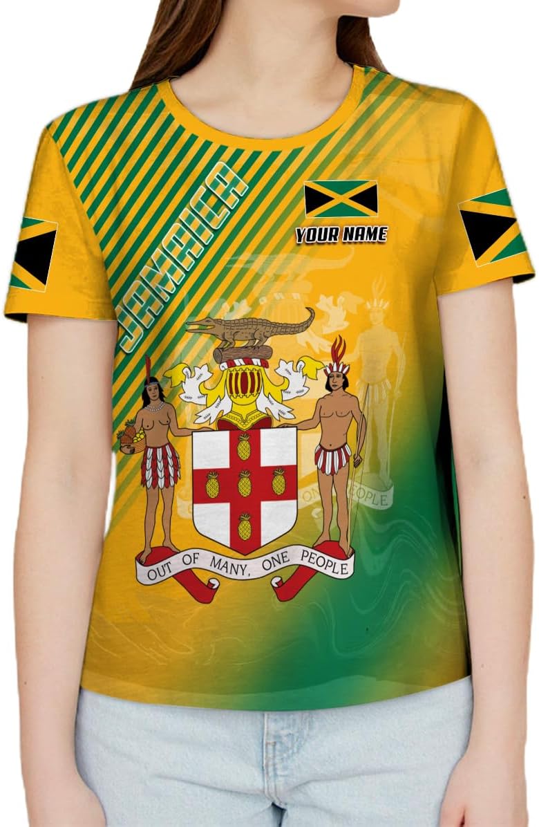 Ligthuy Personalized Jamaica Shirt 3D, Custom Jamaica Flag Lion Shirt for Men and Women, Jamaican Pride T-Shirt Unisex