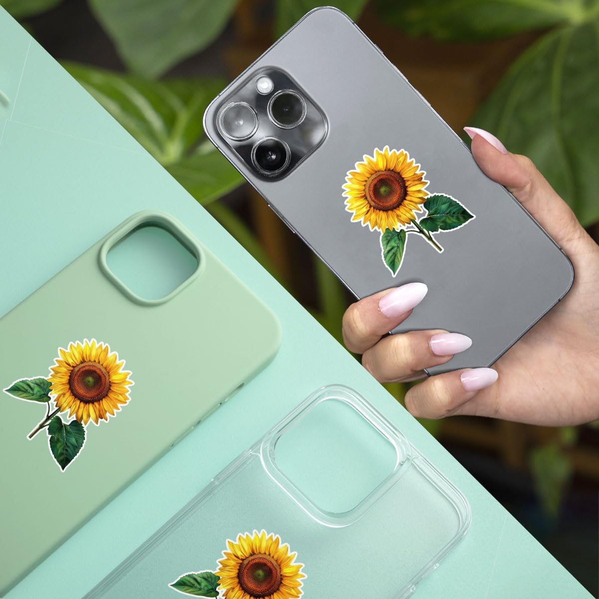 (3Pcs) Cool Sunflower Vinyl Waterproof Sticker Decal, Sunflower Sticker, Sunflower Car Sticker, Sunflower Decal, Sunflower Cutouts - Stickers for Laptop Water Bottle Phone Car Window Helmet 3" (SF 1)