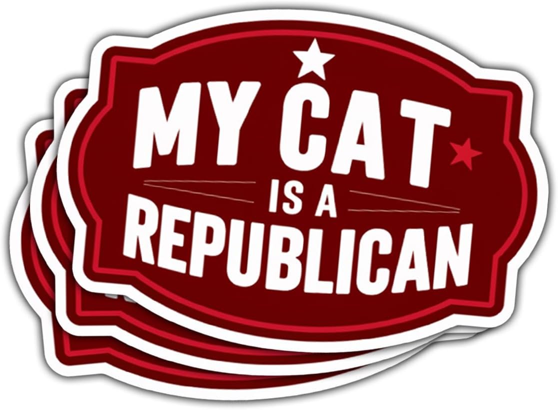 (3Pcs) My Cat is Republican Sticker, Republican Decal, Political Bumper Stickers Republican, Trump Bumper Sticker 2024 Sticker Die-Cut Waterproof for Water Bottle Phone Window Helmet Decal Gifts 5"